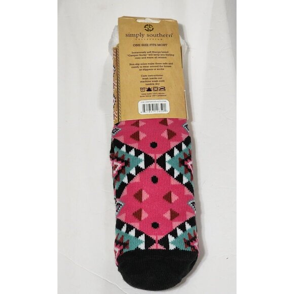Camper Socks by Simply Southern Aztec Knit Sherpa Lined One Size Fits Most New - Picture 5 of 5